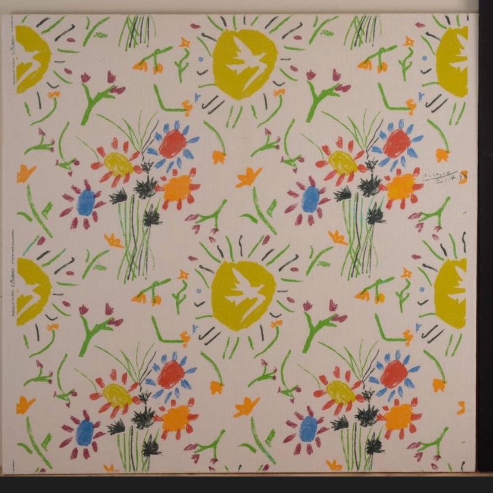 Mid Century Modern Bloomcraft Textile Wall Panel Posters of Picasso 1963